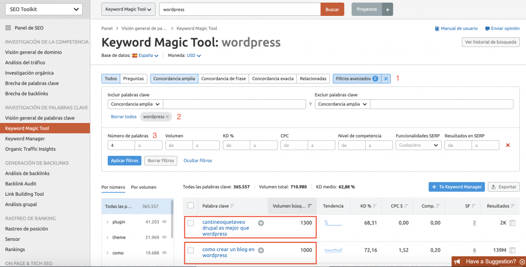 long tails semrush