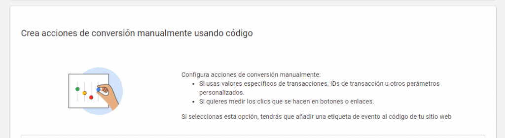creación de conversión manual